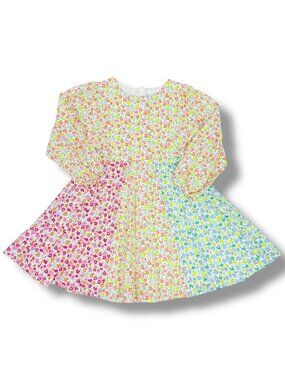 Mini Boden Rainbow Hotchpotch Floral Print Long Sleeve Twirl Dress 6-7 6 - 7